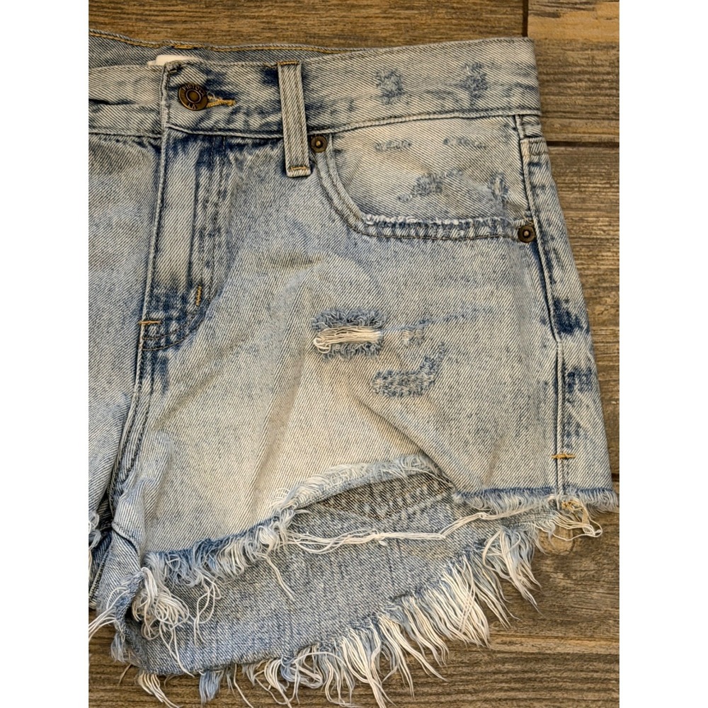 Pistola Distressed Light Wash Denim Shorts Frayed Hem Size 27 100% Cotton Mini - Picture 6 of 10